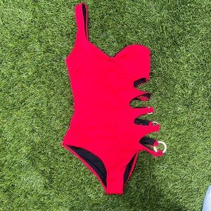 Red One Piece Bathing Suit